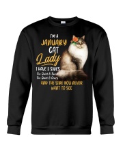 CAT - 3 Sides Of A Cat Queen-January Crewneck Sweatshirt tile