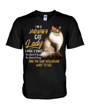 CAT - 3 Sides Of A Cat Queen-January V-Neck T-Shirt tile