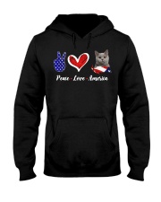 CAT - Peace Love America - Bristish Shorthair Hooded Sweatshirt tile