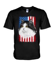 CAT - Maine Coon Cat US Retro V-Neck T-Shirt tile