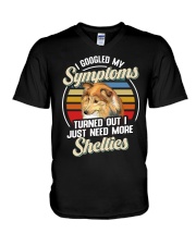 DOG - I Googled My Symptoms Shelties V-Neck T-Shirt tile