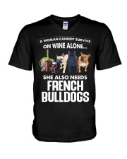 DOG - She Also Needs French Bulldogs V-Neck T-Shirt tile