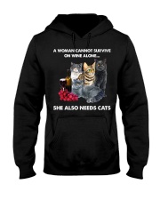 CAT - A Woman Cannot Survive On Wine Alone Hooded Sweatshirt tile