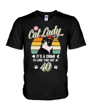 CAT - To A Cat Lady It's A Crime V-Neck T-Shirt tile