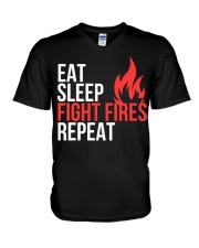 FRF - Eat Sleep Fight Fires Repeat V-Neck T-Shirt tile