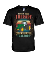 FMV - I Dont Need Therapy Tractors Green V-Neck T-Shirt tile