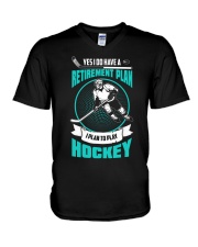 HCK - Yes I Do Have A Plan To Play Hockey V-Neck T-Shirt tile