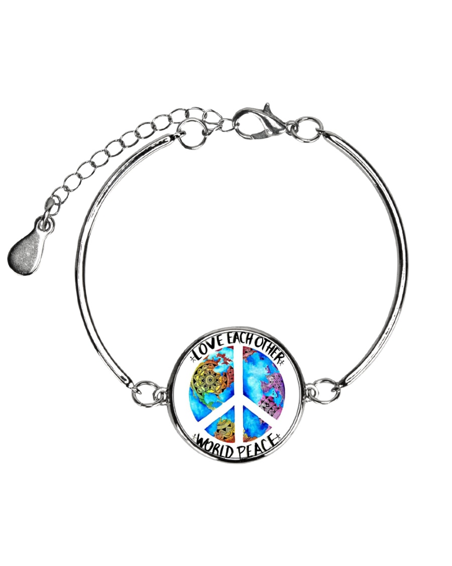 Love Each other World Peace Metallic Circle Bracelet