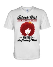 Black Girl If My Mouth Doesn't Say It My Face V-Neck T-Shirt tile