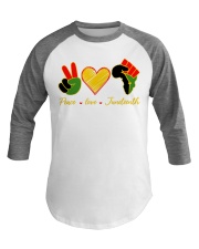 Peace Love Juneteenth Baseball Tee tile