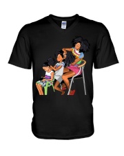 Black Woman V-Neck T-Shirt tile