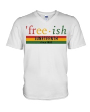 Freeish Juneteenth V-Neck T-Shirt tile