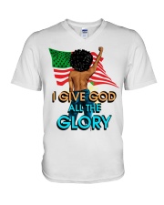 I Give God All The Glory V-Neck T-Shirt tile