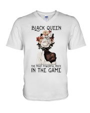 Black Queen The Most Powerful Piece In The Game V-Neck T-Shirt tile