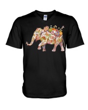 Flower Elephant V-Neck T-Shirt tile