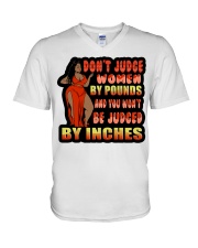 Don't Judge Women By Pounds V-Neck T-Shirt tile