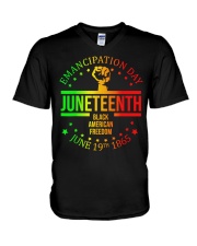 Juneteenth Black American Freedom V-Neck T-Shirt tile