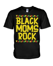 Black Mom Rocks V-Neck T-Shirt tile