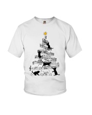 Black Cat Climbing Music Note Christmas Tree Youth T-Shirt tile