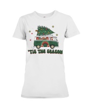 Retro Tis The Season Christmas Tree Santa Claus Premium Fit Ladies Tee tile