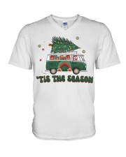 Retro Tis The Season Christmas Tree Santa Claus V-Neck T-Shirt tile