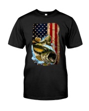 American Flag Bass Fishing Tee For Fisherman Fish Fishing Classic T-Shirt front