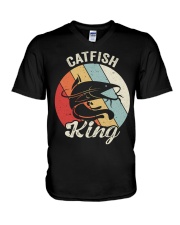Vintage Retro Catfish King Shirt Catfishing Farmer Gift Idea V-Neck T-Shirt tile