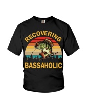 Vintage Retro Recovering Bassaholic Bass Fishing Lover Youth T-Shirt tile