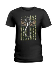 Hunting Fishing Faith Christian Hunter Fisherman Camo Usa Ladies T-Shirt tile