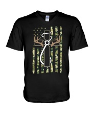 Hunting Fishing Faith Christian Hunter Fisherman Camo Usa V-Neck T-Shirt tile