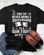 Pro Tip Never Bring A Skateboard To A Gunfight Funny Pro 2A Classic T-Shirt apparel-classic-tshirt-lifestyle-front-216