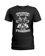 I Like Hunting Fishing Maybe 3 People Funny Hunter Ladies T-Shirt tile