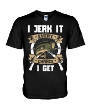 I Jerk It Every Chance I Get Fly Fishing V-Neck T-Shirt tile