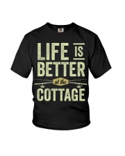 Funny Life Is Better At The Cottage Retro Fishing Premium Youth T-Shirt tile