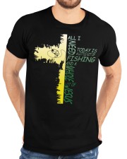 Fishing All I Need Is Fishing & Jesus Christian Cross Classic T-Shirt custom-t-shirts-classic-lifestyle-front-196