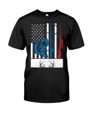 Retro Fishing And Hunting American Flag Deer Fish Lover Gift Tank Top Premium Fit Mens Tee tile