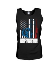 Retro Fishing And Hunting American Flag Deer Fish Lover Gift Tank Top Unisex Tank tile