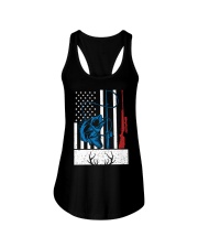Retro Fishing And Hunting American Flag Deer Fish Lover Gift Tank Top Ladies Flowy Tank tile