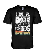 I'm a Hooker on The Weekends V-Neck T-Shirt tile