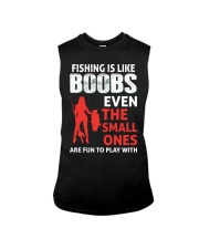 Fishing Is Like Boobs Even The Small Ones Are Fun To Play With Humor Fishing Girl Holding A Big Fish Sleeveless Tee tile