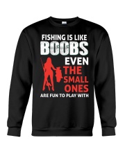 Fishing Is Like Boobs Even The Small Ones Are Fun To Play With Humor Fishing Girl Holding A Big Fish Crewneck Sweatshirt tile