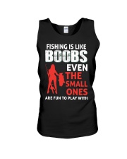 Fishing Is Like Boobs Even The Small Ones Are Fun To Play With Humor Fishing Girl Holding A Big Fish Unisex Tank tile