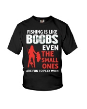 Fishing Is Like Boobs Even The Small Ones Are Fun To Play With Humor Fishing Girl Holding A Big Fish Youth T-Shirt tile