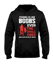 Fishing Is Like Boobs Even The Small Ones Are Fun To Play With Humor Fishing Girl Holding A Big Fish Hooded Sweatshirt tile