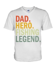 Fishing Dad Hero Vintage Retro V-Neck T-Shirt tile