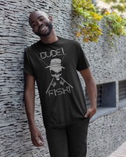 Dude Fish Skull Fishing Rod Design Silver Metal Classic T-Shirt apparel-classic-tshirt-lifestyle-front-33