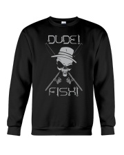 Dude Fish Skull Fishing Rod Design Silver Metal Crewneck Sweatshirt tile
