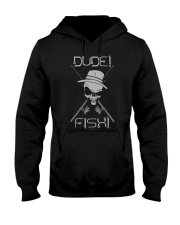 Dude Fish Skull Fishing Rod Design Silver Metal Hooded Sweatshirt tile