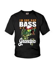 Im One Bad Bass Grandpa Bass Fishing Fathers Day Gift Youth T-Shirt tile