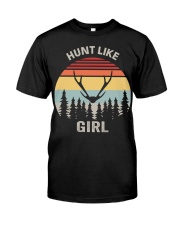 Retro Hunt Like A Girl Shirt Hunting Girl Gift Funny Vintage Premium Fit Mens Tee tile